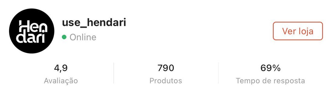 Perfil da loja use_hendari na Shopee: 4,9 de avaliação, 790 produtos, 69% de tempo de resposta